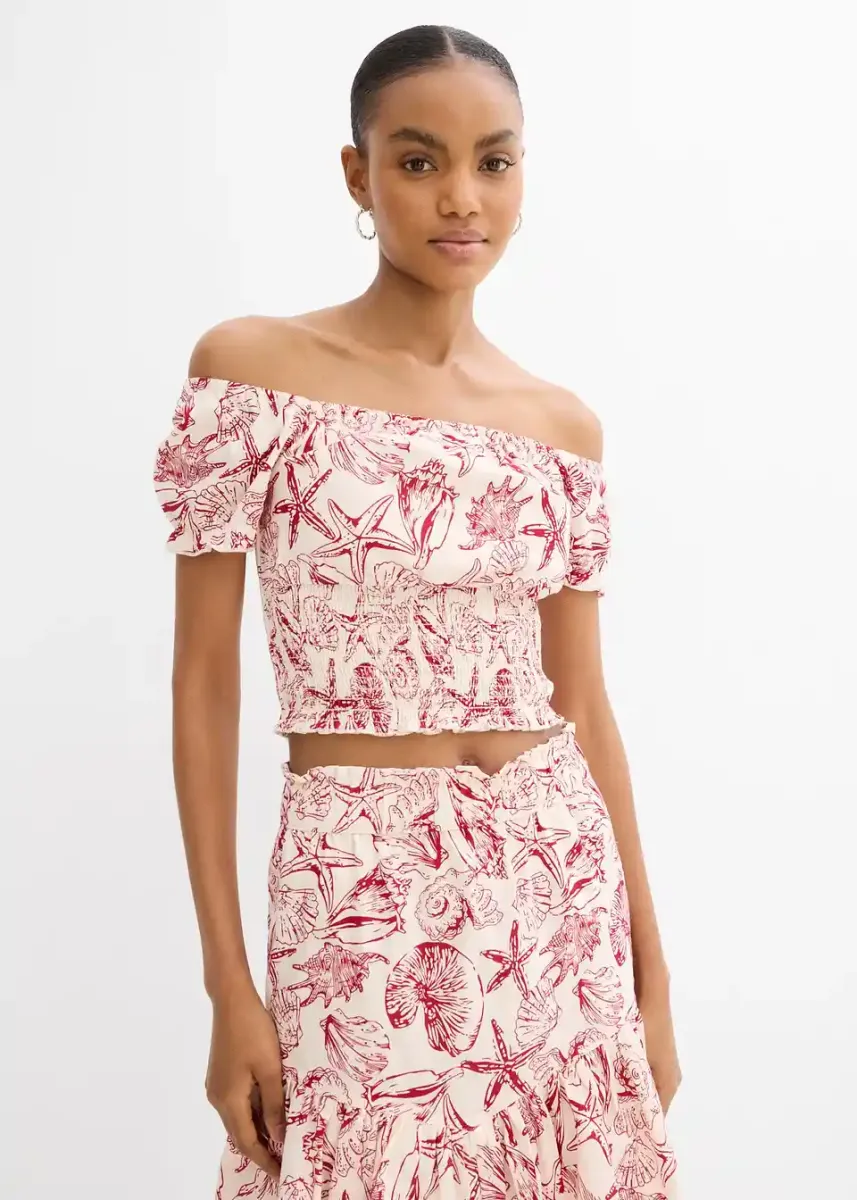 Bluza s carmen izrezom od pamuka