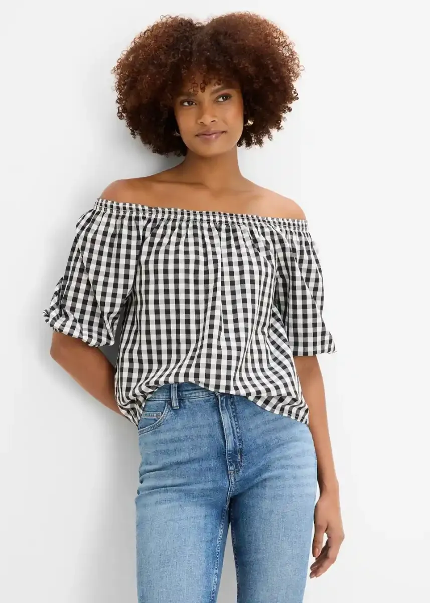 Bluza s carmen izrezom od pamuka