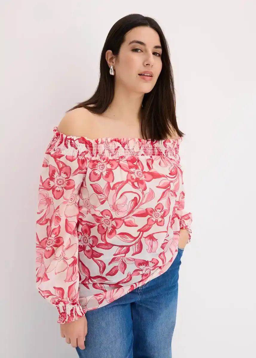 Bluza s uzorkom i carmen izrezom