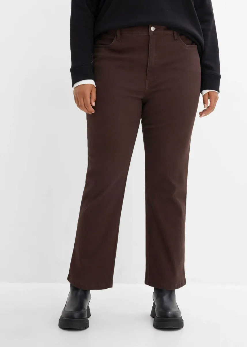 Kraće bootcut hlače od kepera s udjelom pamuka