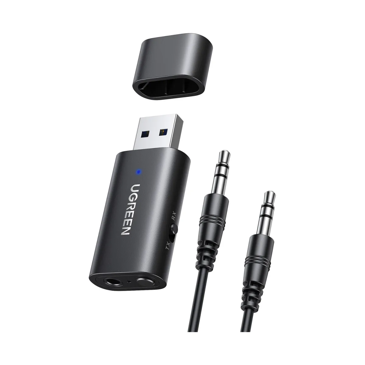 Bežični audio transmiter i receiver UGREEN, Bluetooth, 3.5mm, kabel 3.5mm 1m, crni