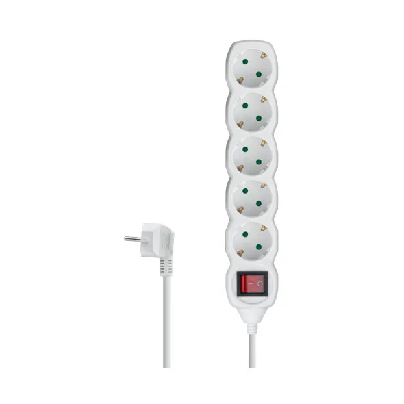 Kabel produžni DPM SPP50, 5-mjesta s prekidačem, 1.5m, kabel 3x1.5mm2, bijeli