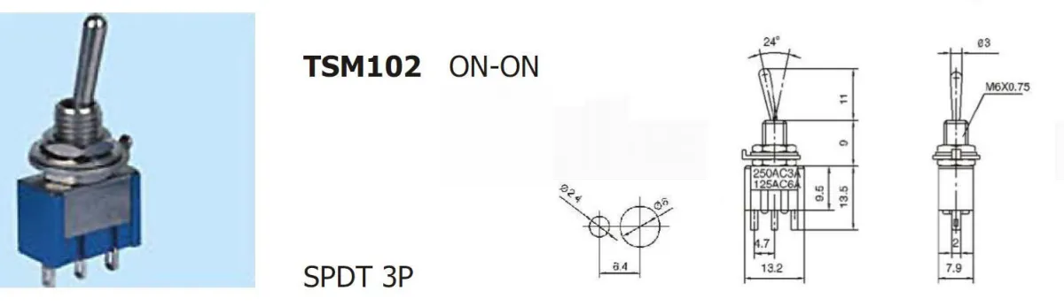 KIP PREKIDAČ 1 x ON MALI, TSM102A1, profi