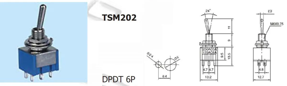 KIP PREKIDAČ 2 x ON MALI, TSM202A1, profi