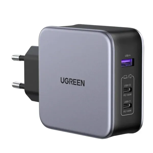 Kućni punjač UGREEN, Nexode, 140W, 2x USB C, USB A, kabel USB C (M) na USB C(M), crni