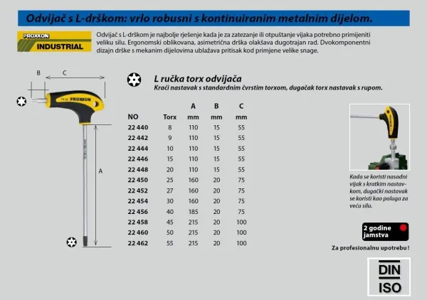 Odvijač TORX PROXXON kutni 50,0x215/100 mm FLEX-DOT