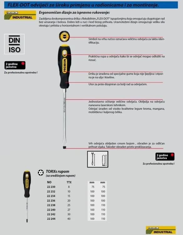 Odvijač TORX PROXXON ravni 20x100/100 mm FLEX-DOT