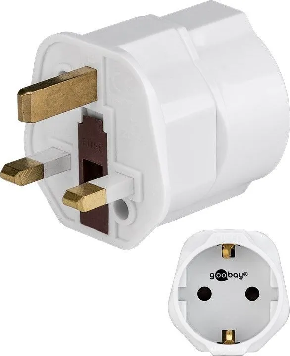 Putni adapter engleski utikač-šuko utičnica, bijeli