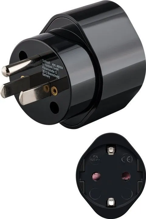 Putni adapter SAD utikač-šuko utičnica, crni