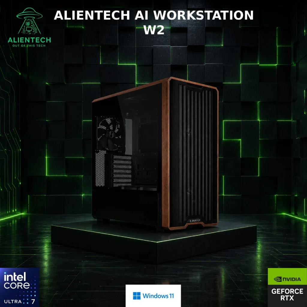 Računalo multimedia ALIENTECH AI Workstation W2, 100500002, Core Ultra 7 270K, 64GB, 2TB SSD, GeForce RTX 5070 Ti, Windows 11P