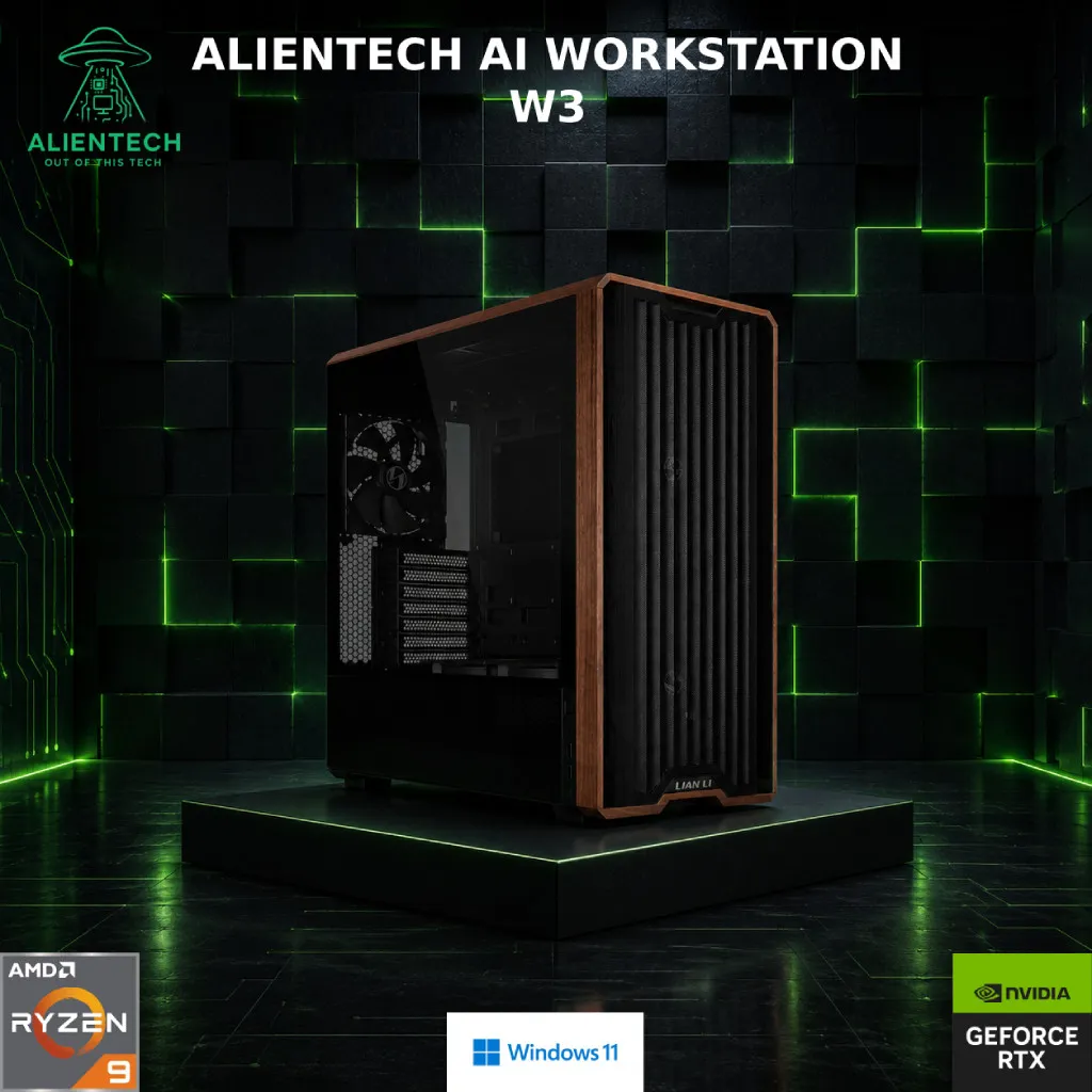 Računalo multimedia ALIENTECH AI Workstation W3, 100500003, Ryzen 9 9900X, 64GB, 2TB SSD, GeForce RTX 5070 Ti, Windows 11P