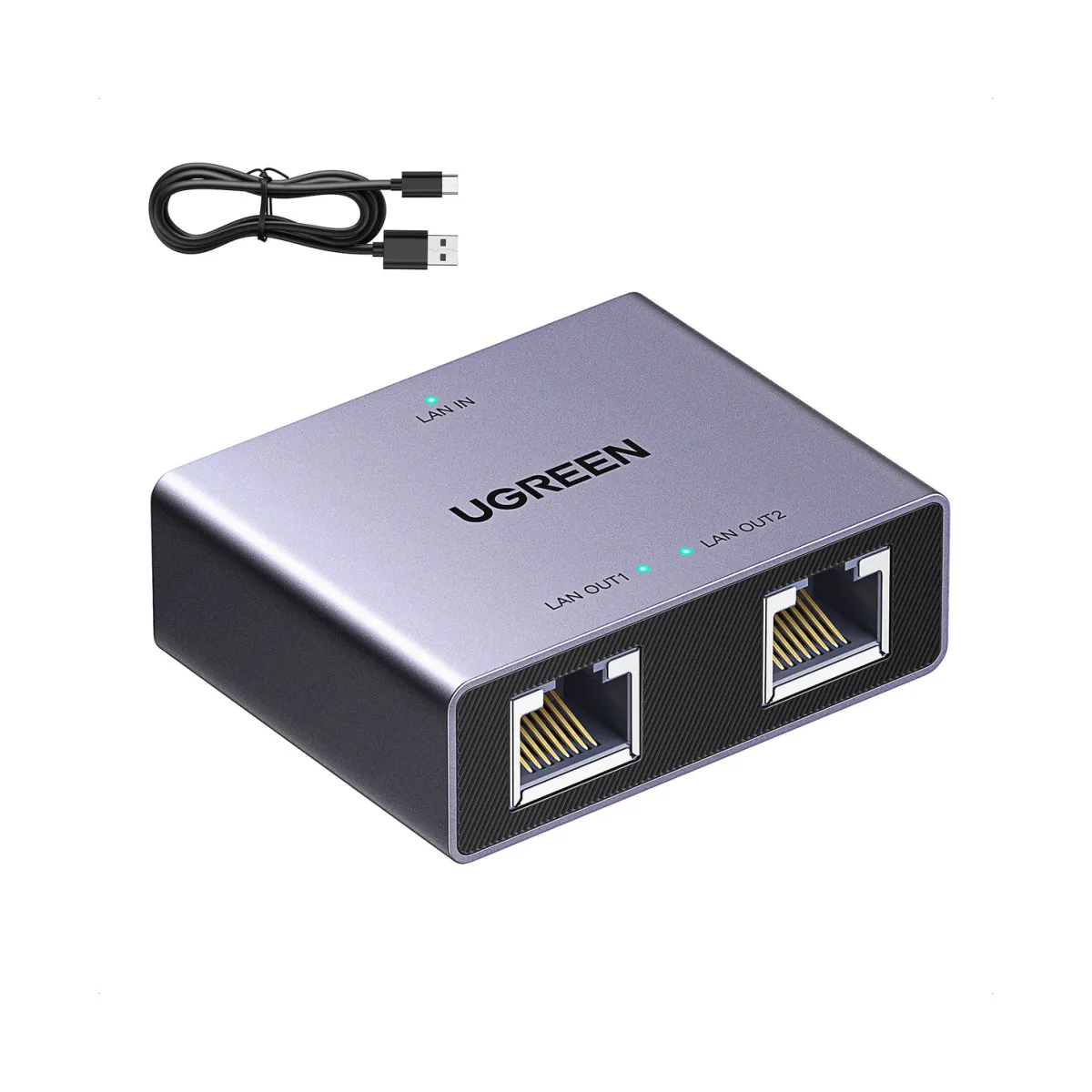 Razdjelnik UGREEN, RJ45 1 na 2x RJ45, sivi
