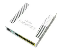 Switch MIKROTIK Cloud Smart Switch CSS106-1G-4P-1S (RB260GSP), 5-port Gigabit PoE-out smart preklopnik sa SFP cage, SwOS, plastično kućište, PSU, 53W
