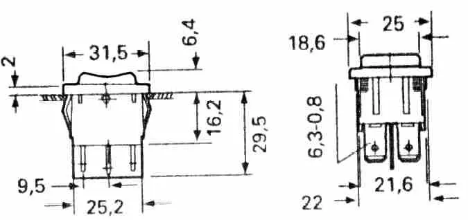 Taster vaga (I)-0-(II) DVOSTRUKI 31x24mm