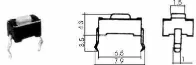 Taster za pločicu mini 6x3x4 mm, Diptronics DTS31N