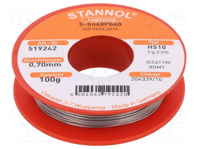 TINOL 100 g 0,70mm, Stannol 519242