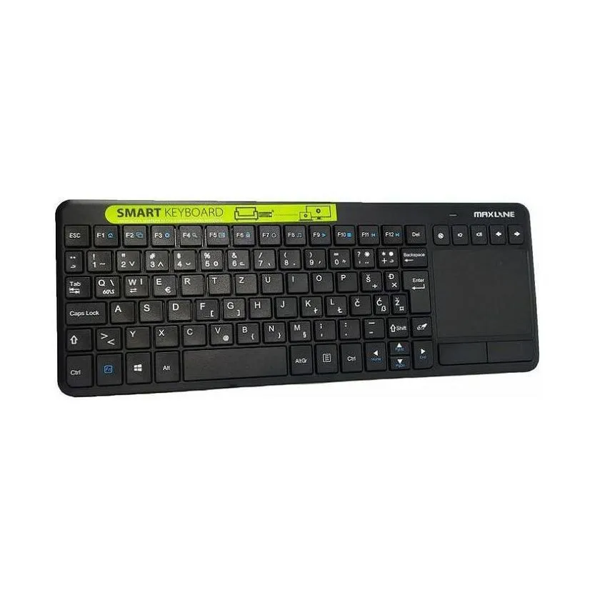 Tipkovnica MAXLINE ML-KG3608, bežična, membranska, Smeđi Switch, HR Layout, RGB, Slim, za Smart TV, crna