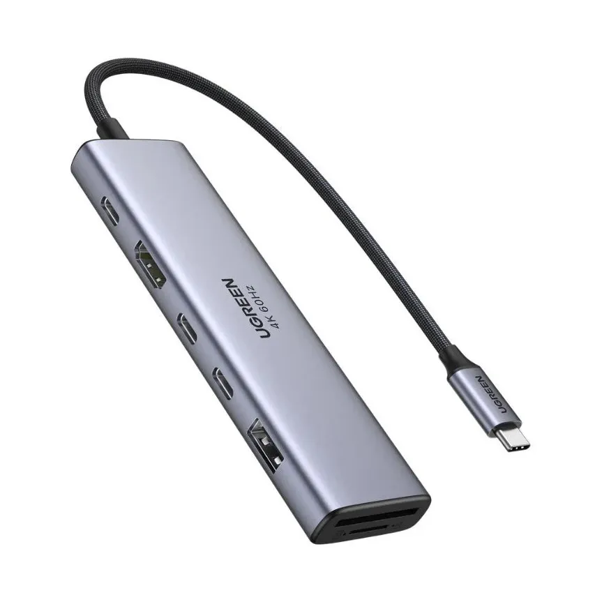 USB HUB UGREEN 7-in-1, USB C na 1x HDMI, 2x USB C, 1x USB A, PD, SD/TF card reader