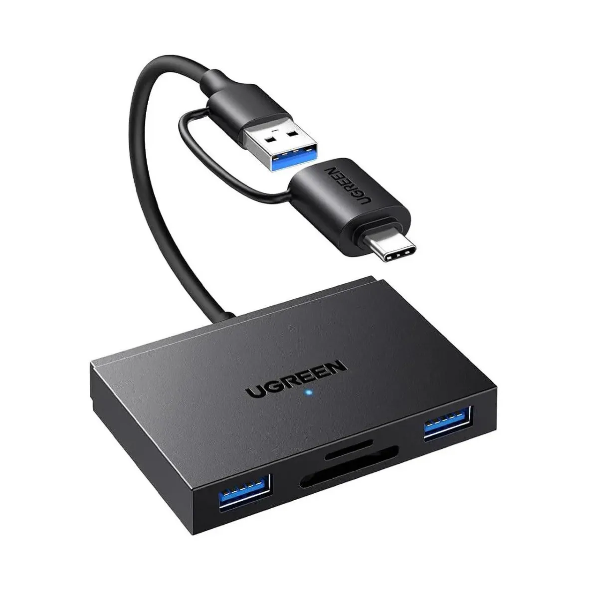 USB HUB UGREEN, USB 3.0/USB C na 2x USB A 3.0, TF/SD, crni