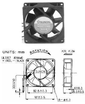 Ventilator 12V 92x 25 mm, Sunon EE92251S1-A99