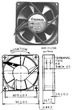 Ventilator 220V 92x25 mm, Sunon SF23092A2092HST