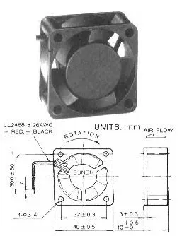 Ventilator 5V 40x10 mm, Sunon EE40100S21000U999