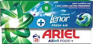 Allin1 PODS®+ kapsule za pranje rublja – Touch of Lenor Fresh Air, 26 kom.