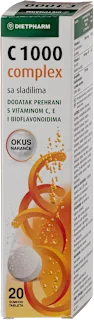 C 1000 complex sa sladilima - dodatak prehrani s vitaminom C, E i bioflavonoidima, okus naranče, 20 kom.