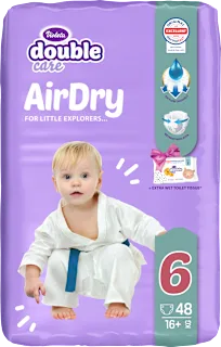 double care AirDry pelene junior plus (16+ kg) + KIDS vlažni toaletni papair 40 kom., 48 kom.