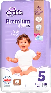 double care Cotton Premium pelene za bebe vel. 5 (11 - 18 kg) + vlažne maramice 20 kom., 48 kom.