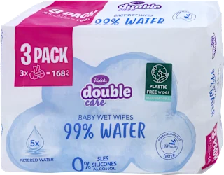 double care vlažne maramice – 99 % voda, 3 x 56 kom., 168 kom.