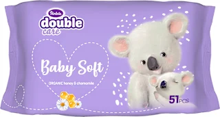 double care vlažne maramice Baby Soft – organski med i kamilica, 51 kom.