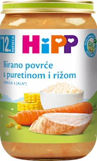 EKO birano povrće s rižom i puretinom, 12 + mj., 220 g