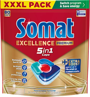 Excellence Premium 5u1 kapsule za strojno pranje posuđa, 80 kom.