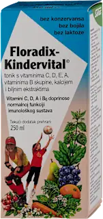 Floradix Kindervital® tonik s vitaminima C, D, E, A, vitaminima B skupine, kalcijem i biljnim ekstraktima - tekući dodatak prehrani, 250 ml