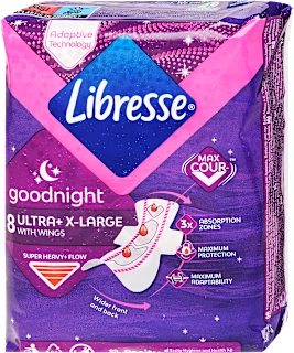 goodnight higijenski ulošci s krilcima – ultra+ x-large, 8 kom.