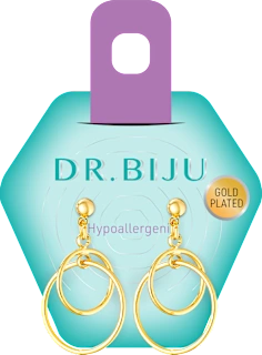 Hipoalergene naušnice duo ring gold, 1 kom.