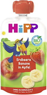 Hippis EKO voćni pire – jabuka s bananom i jagodom, 1+ g., 100 g