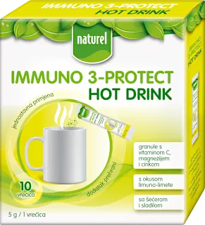 Immuno 3-Protect vrući napitak s vitaminom C, magnezijem i cinkom – limun/limeta, 10 kom.
