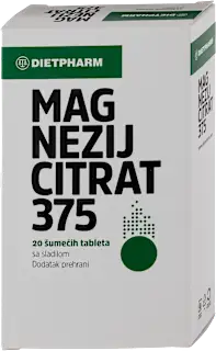 Magnezij citrat 375, šumeće tablete sa sladilom - dodatak prehrani, 20 kom.