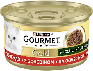 Mokra hrana za odrasle mačke Gold – govedina, 85 g