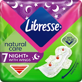 Noćni ulošci s krilcima natural care – extra dugi, 7 kom.