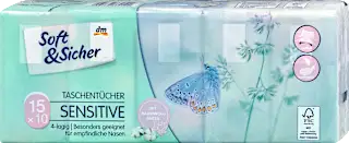 Papirnate maramice Sensitive, 4-slojne, 15x10 kom, 15 kom.