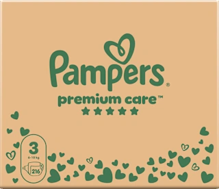 Pelene premium care, vel. 3 (6 – 10 kg), 216 kom.