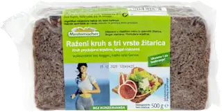 Raženi kruh s tri vrste žitarica, 500 g