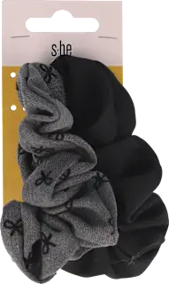 Scrunchie gumice za kosu – siva i crna, 2 kom.