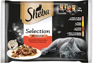 Selection potpuna hrana za odrasle mačke – 4 vrste mesa u umaku, 4 x 85 g, 340 g