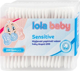 Sensitive higijenski papirnati vateni štapići za bebe, 200 kom.