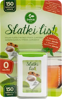 Slatki list, stolno sladilo na bazi steviol glikozida, 150 kom.