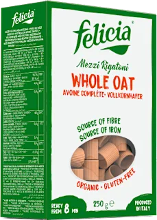 Tjestenina rigatoni mezzi, od zobi, 250 g